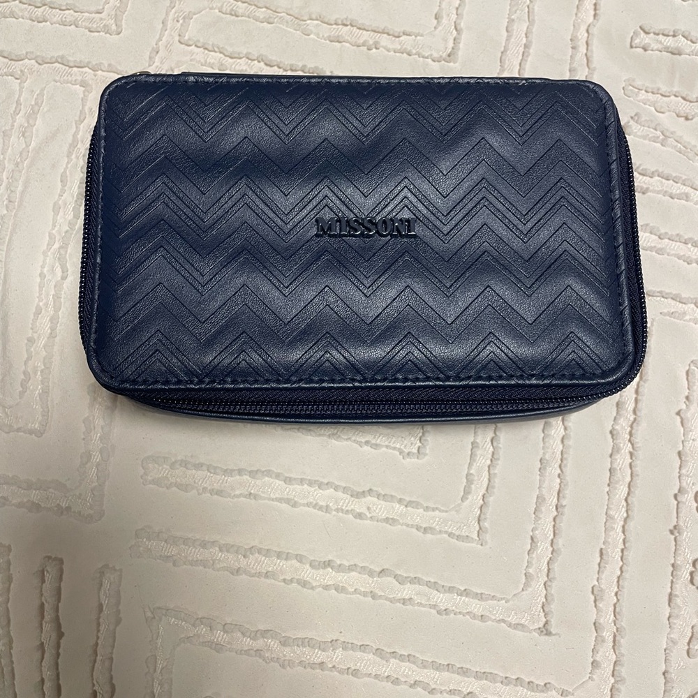 Missoni Blue Chevron Printed Travel Case